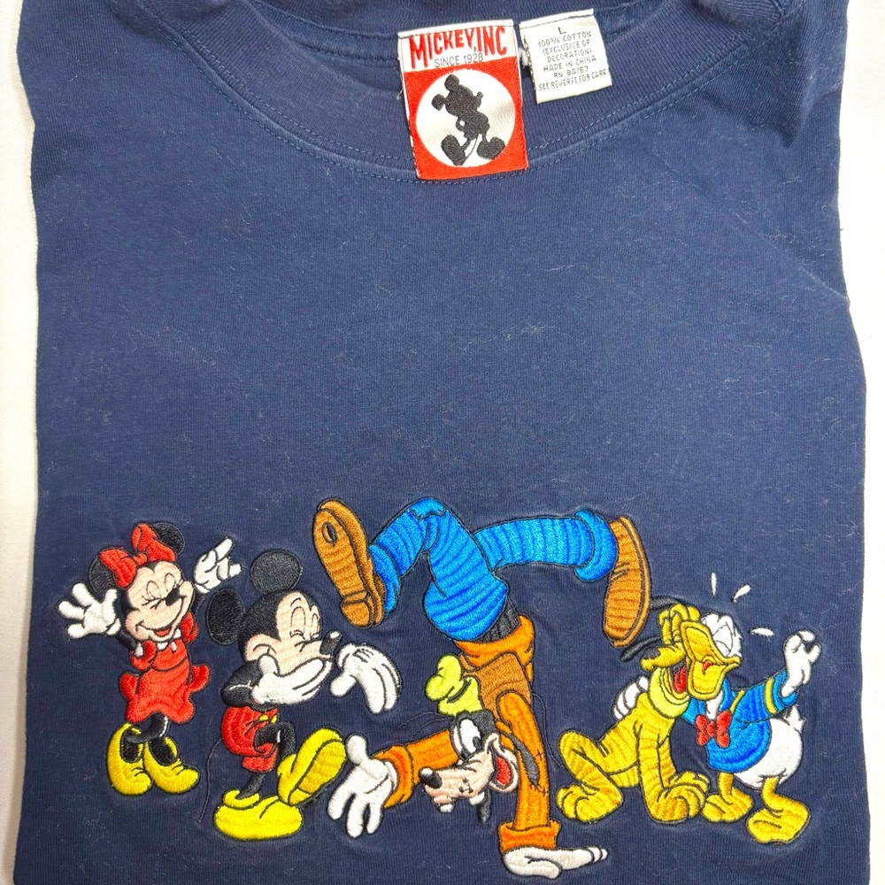 Vintage Mickey Inc Tag Walt Disney World Navy Blue Adult Size Large T-Shirt